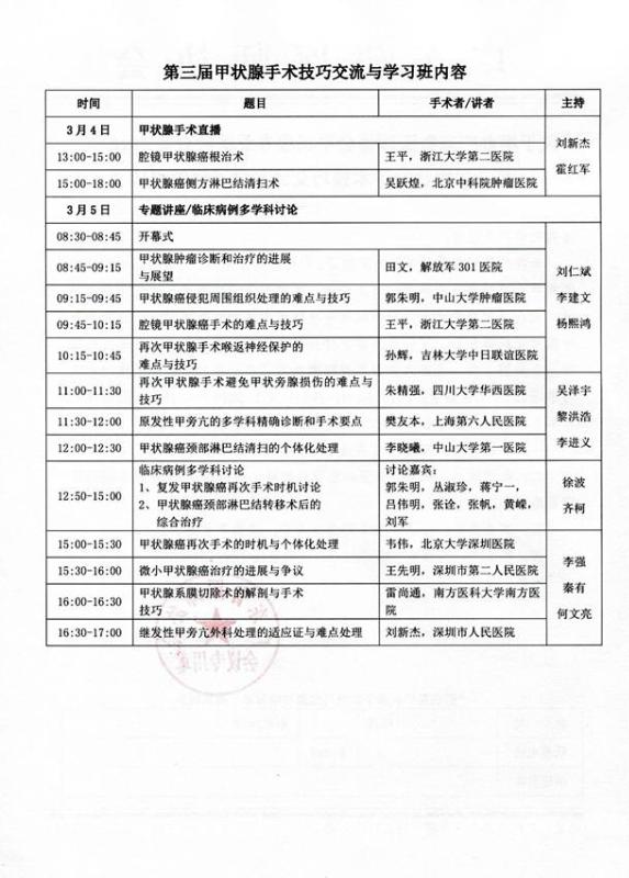 甲状腺专业医师分会2016年第三届甲状腺手术技巧交流与学习班