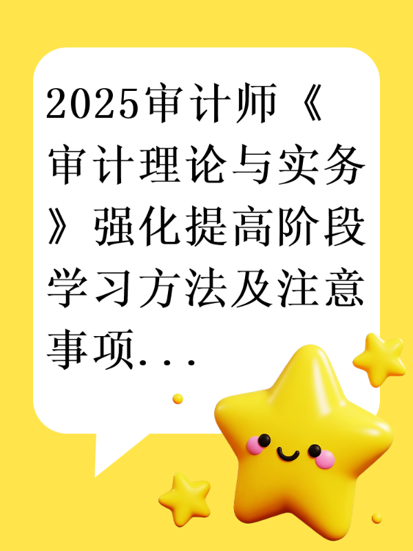 2025审计师《审计理论与实务》强化提高阶段学习方法及注意事项