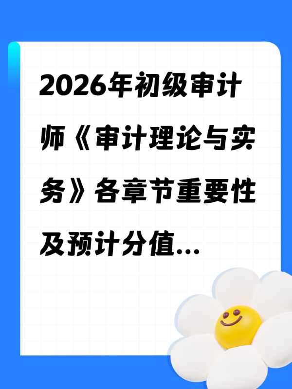 2026年初级审计师《审计理论与实务》各章节重要性及预计分值